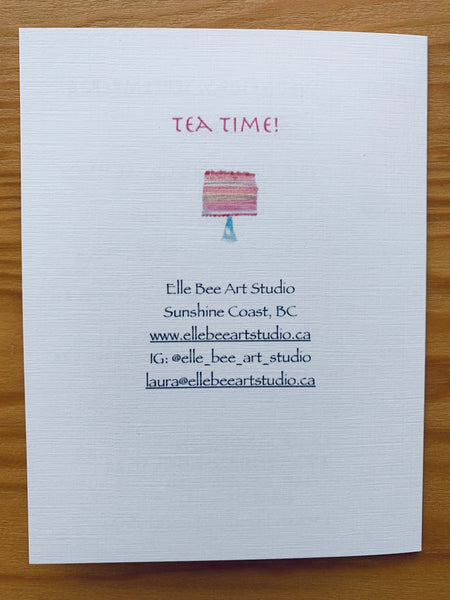 Pretty in Pink - Tea Party invitation set of 4 greeting cards with stickers