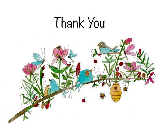 Thank you Bluebirds & Ladybugs greeting card