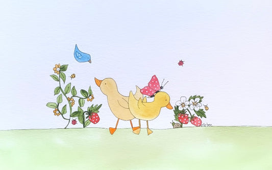 Original watercolour “2 Ducks in the Garden"