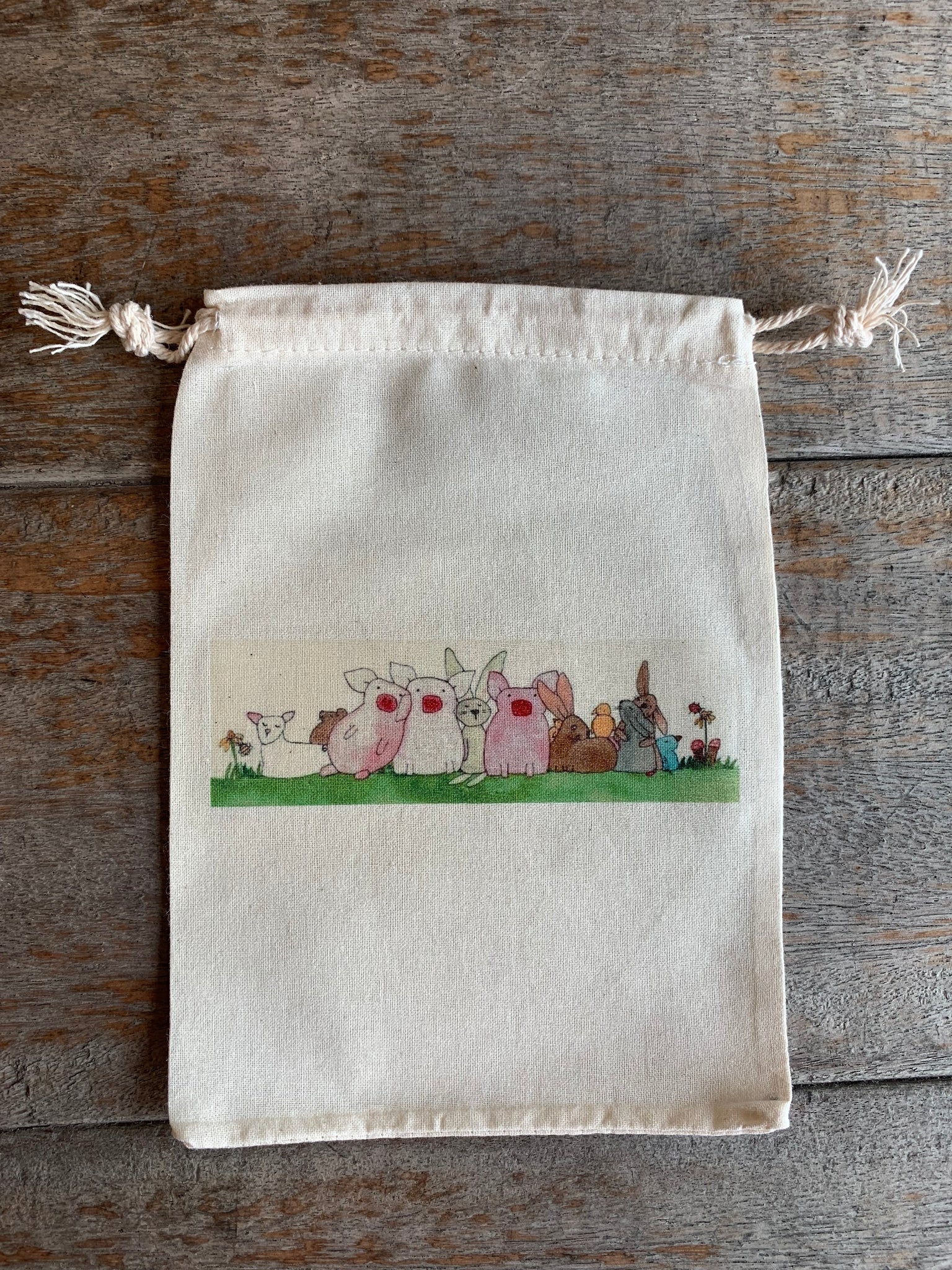 Nap time on Huckleberry Farm - drawstring bag