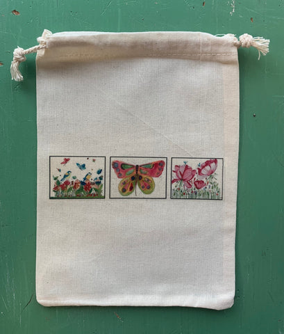 Birds & Butterflies - drawstring bag