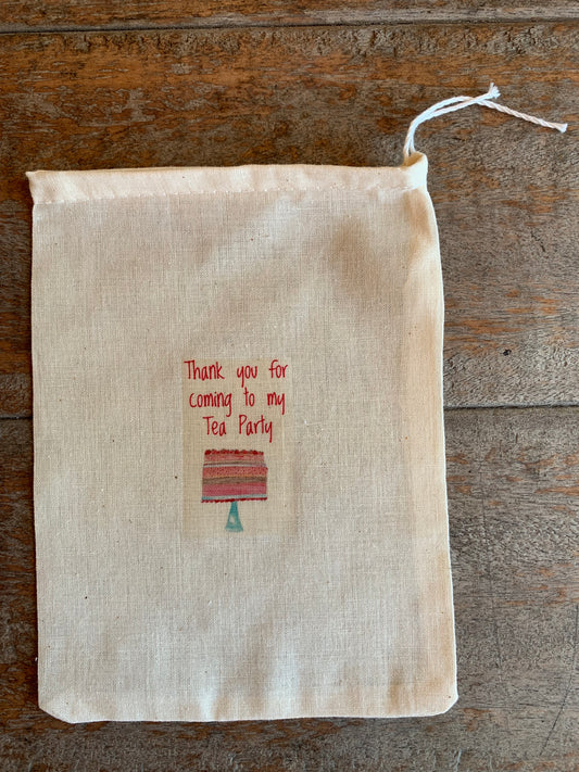 Tea Party Thank you  - drawstring bag