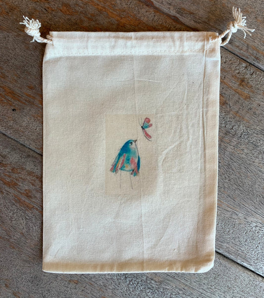 Bubblegum Bird - drawstring bag
