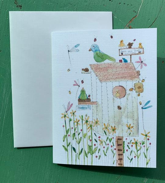 "Birds & Bees welcome" greeting card