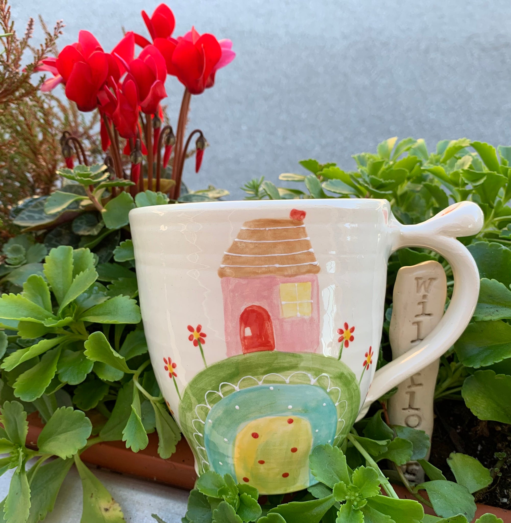 “Cottage on a hill” large coffee / tea mug