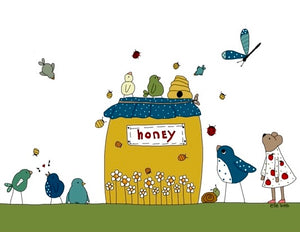 “Birds on the Honey Jar” greeting card