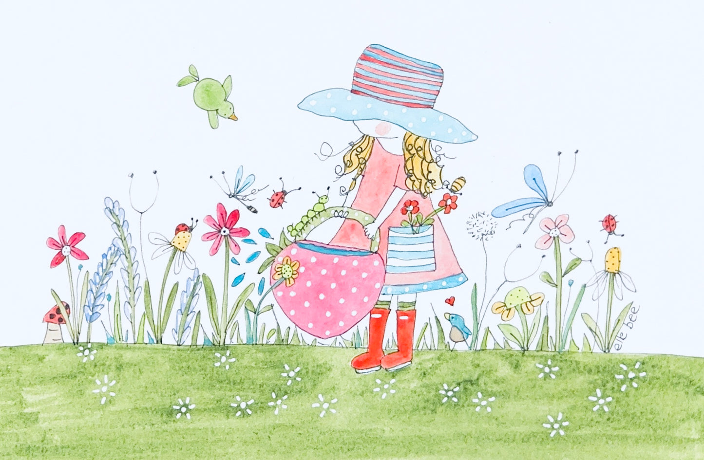 Alice’s strawberry watering can greeting card