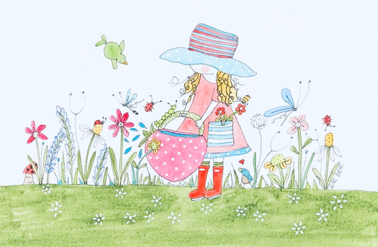 Alice’s strawberry watering can greeting card