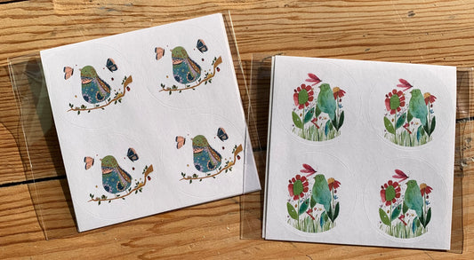“Sweet birds” round sticker pack of 8