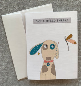 “Well hello there Puppy & Butterfly” greeting card