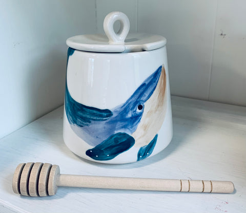 “Large Blue Whale” honey pot