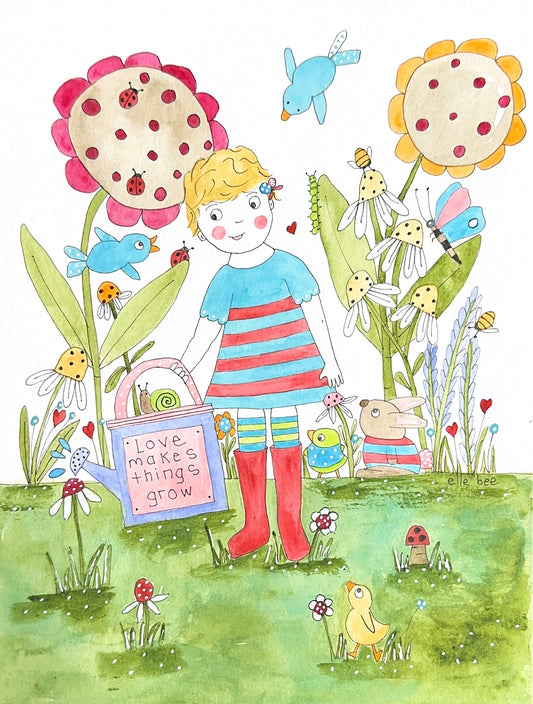 Love makes things grow greeting card