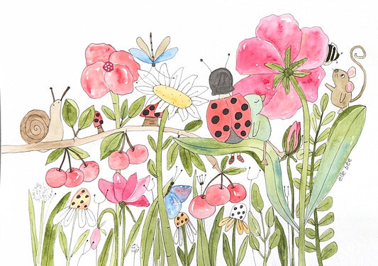 Lily Ladybugs Garden greeting card
