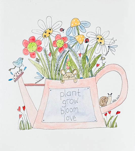 Plant, grow, bloom, love greeting card