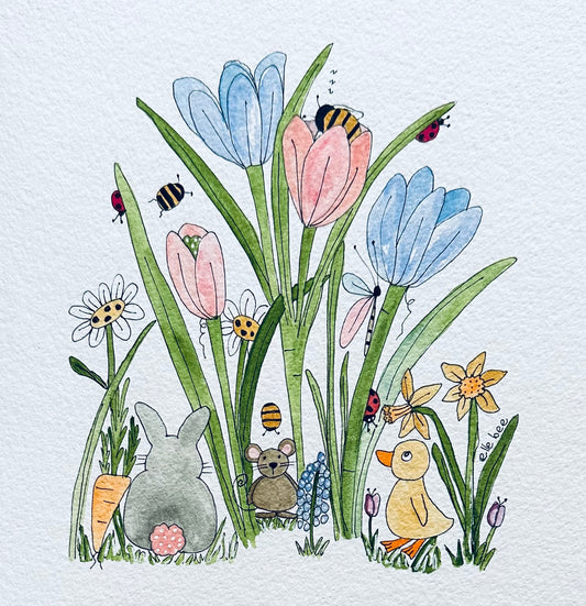 Lavender & Pink Tulips greeting card