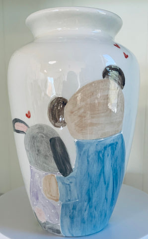 "Bunny & Bear hug” flower vase