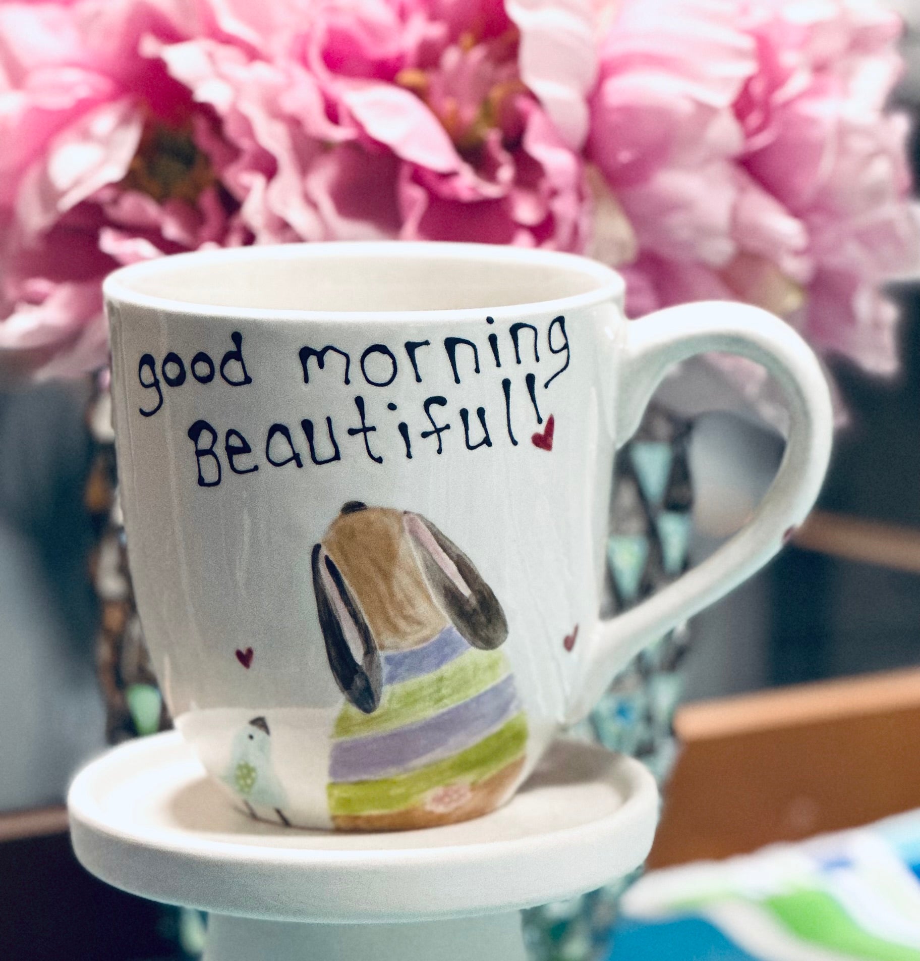 Good morning beautiful bunny large mug