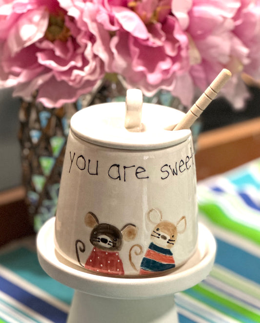 You are sweet / mouse couple honey pot
