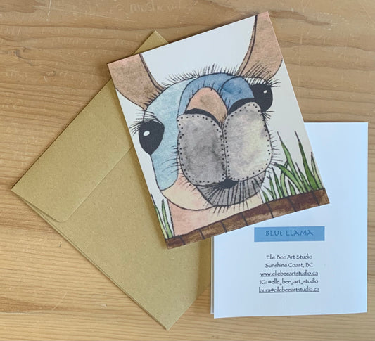 “Blue Llama” greeting card