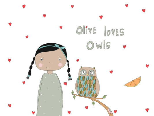 Olive loves Owls greeting card