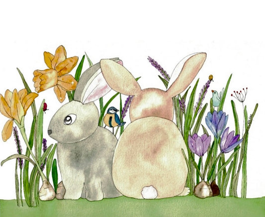 Spring Bulbs & Bunnies greeting card