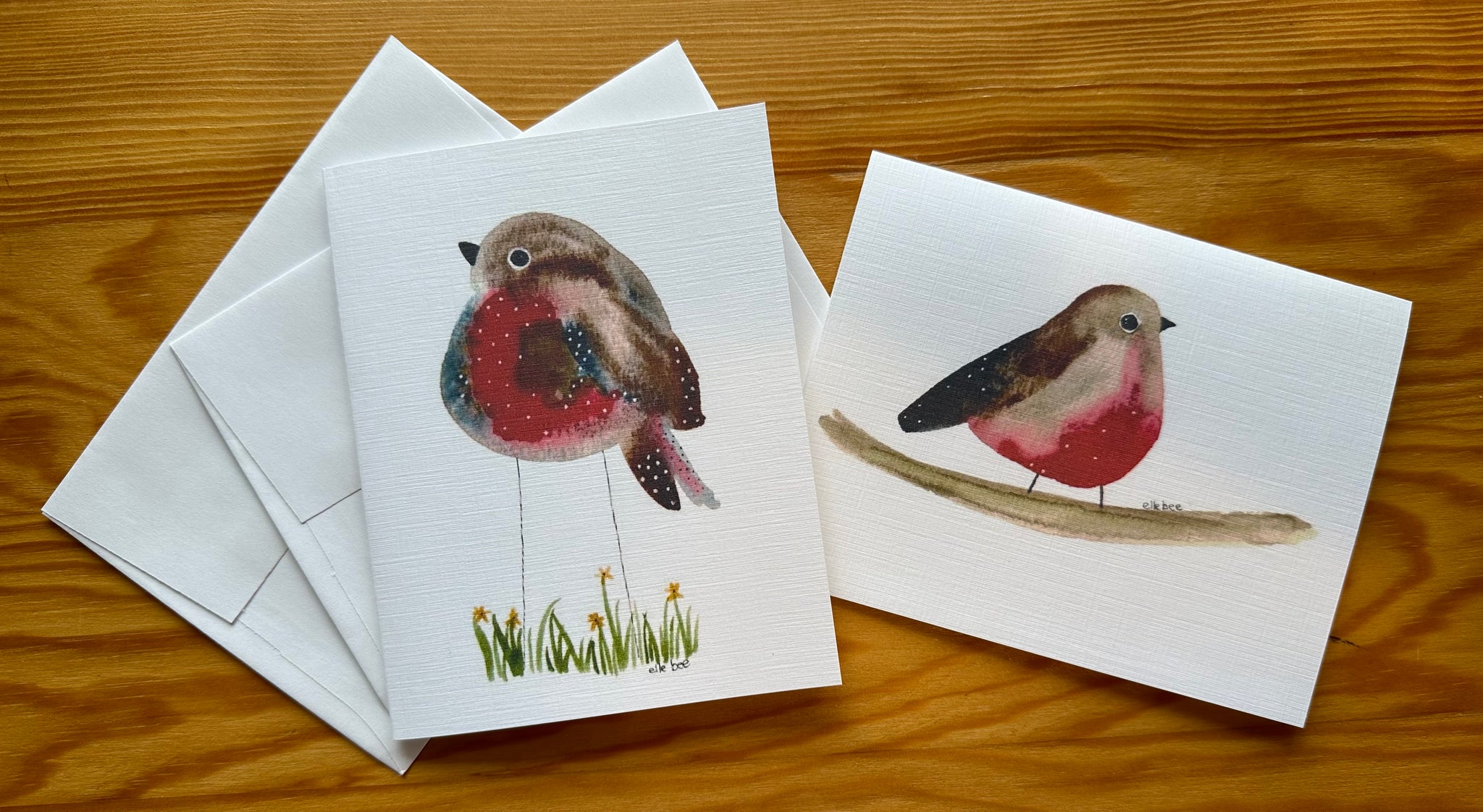 “Red Robins” greeting card set of 2