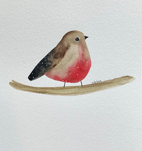"Red Robin on a branch” original watercolour