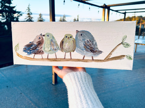 “Sweet Birds on a branch” Acrylic on Canvas