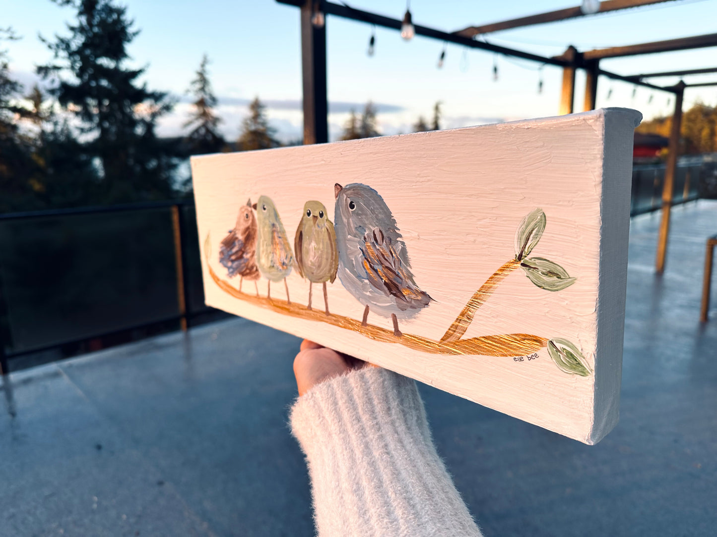 “Sweet Birds on a branch” Acrylic on Canvas