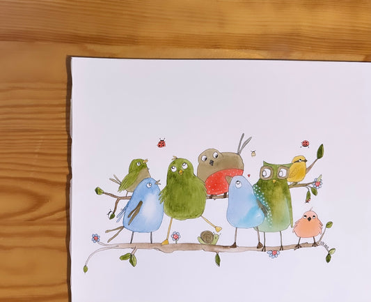 "Kindred Spirits on a branch” original watercolour