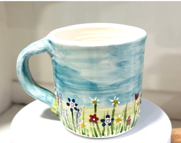 “Picking Wildflowers” handmade mug & greeting card set