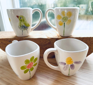 “Birds and flowers” mug set of 4