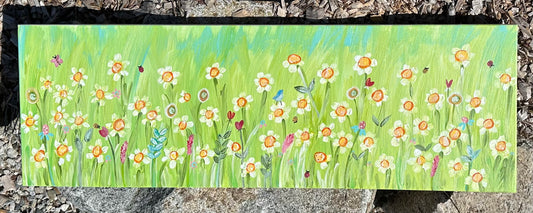 Wildflower field of Daisies - acrylic on canvas