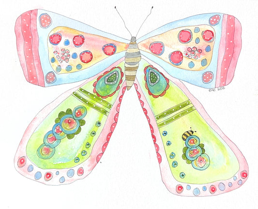Lime green butterfly greeting card