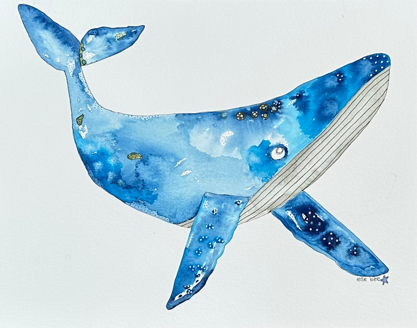 Blue Whale original watercolour
