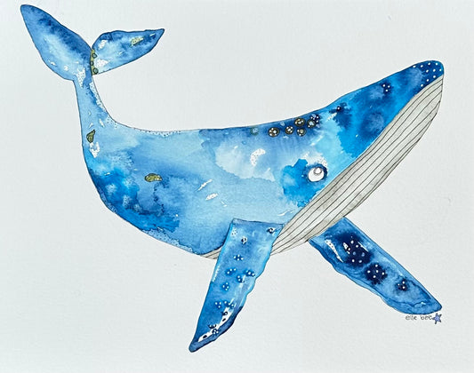 Blue Whale original watercolour