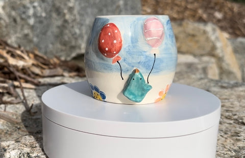 Bluebird’s Balloons planter, cup, mug