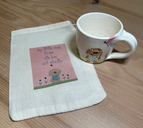Child mug “I love Puppies” + gift bag set