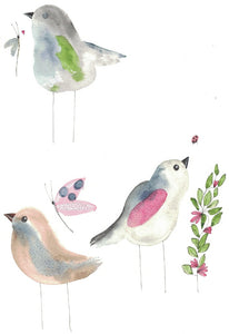 "Three sweet birdies" greeting card