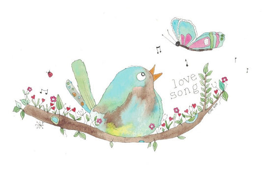 Bluebird and Butterfly Love Song greeting card