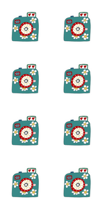 Polaroid Camera round sticker pack of 8