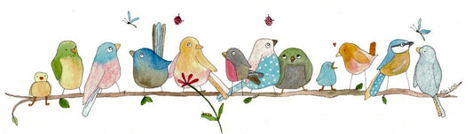 12 birds on a branch greeting card