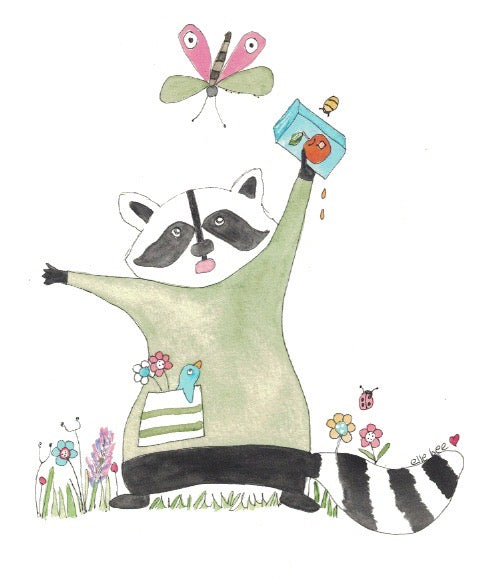 Busted!! Racoon greeting card