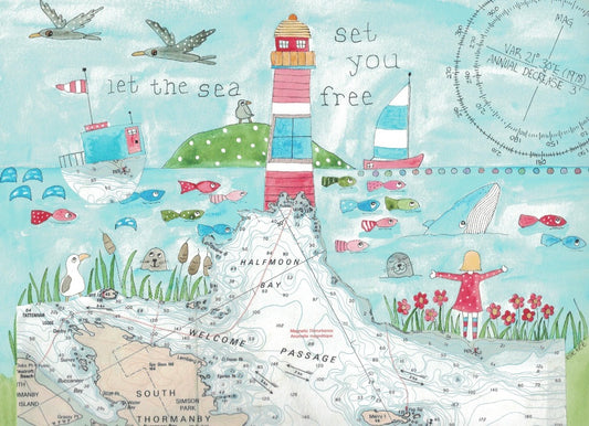 Let the Sea set you free greeting card