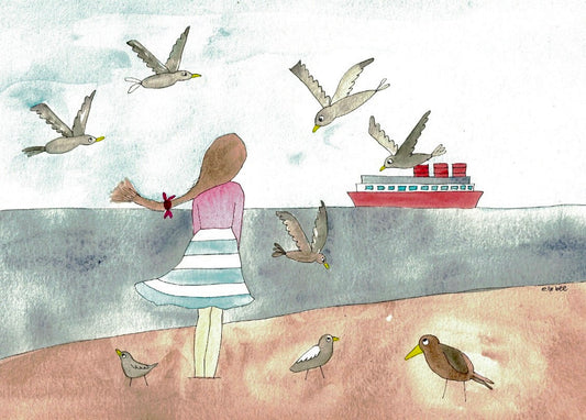 Her happy place greeting card