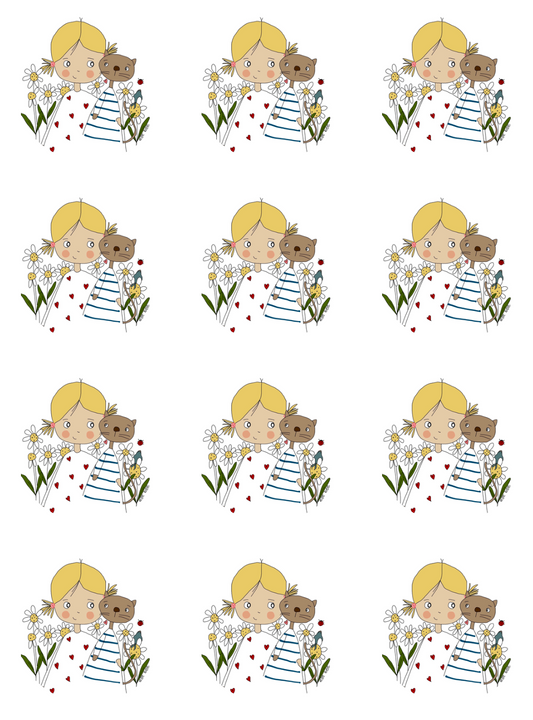 Kitty and Me round sticker pack of 12