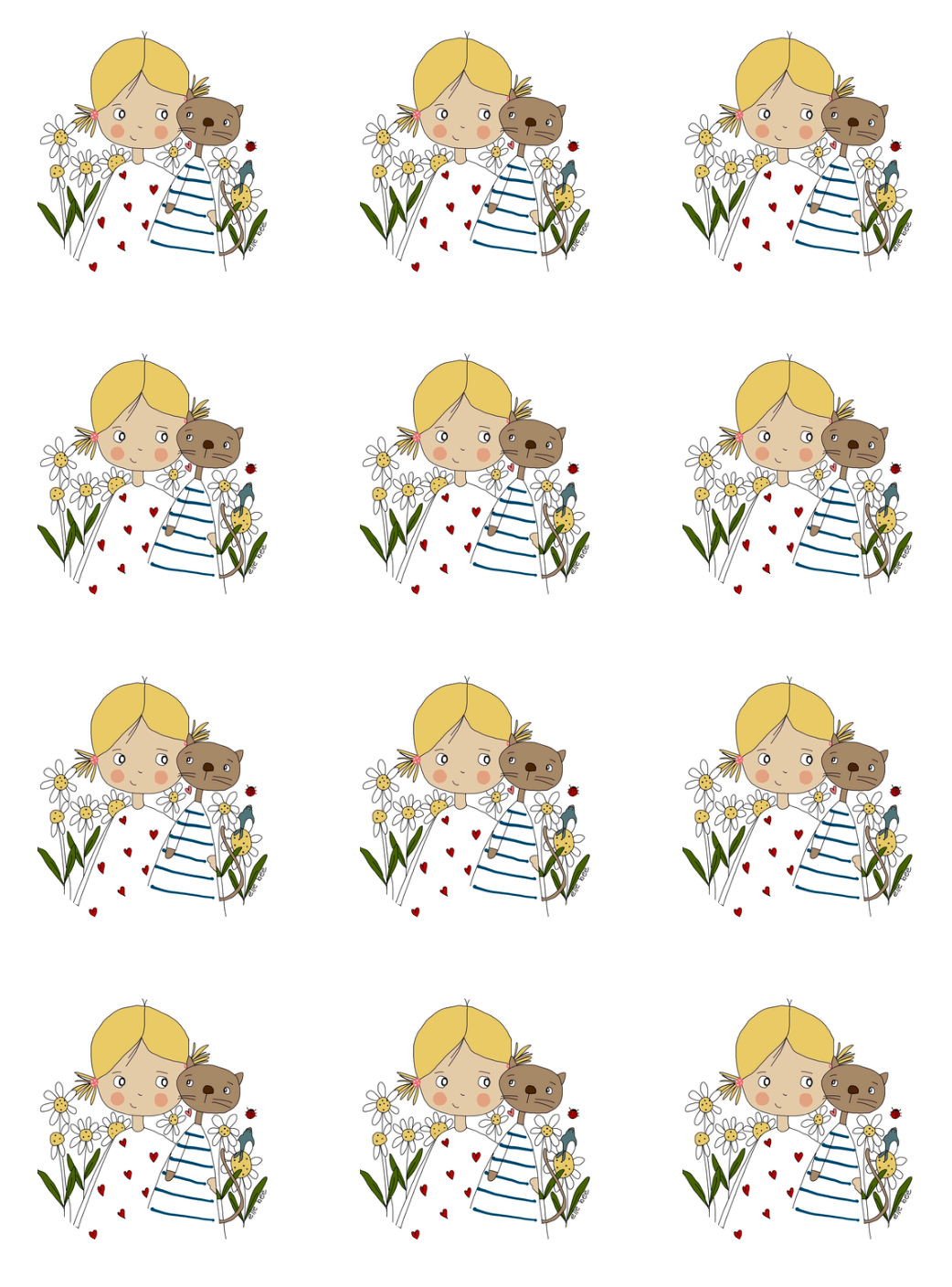 Kitty and Me round sticker pack of 12