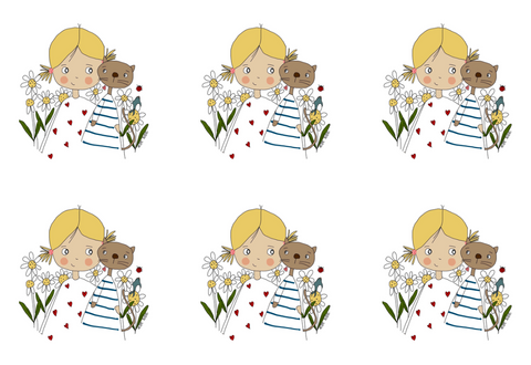 Kitty and Me round sticker pack of 6