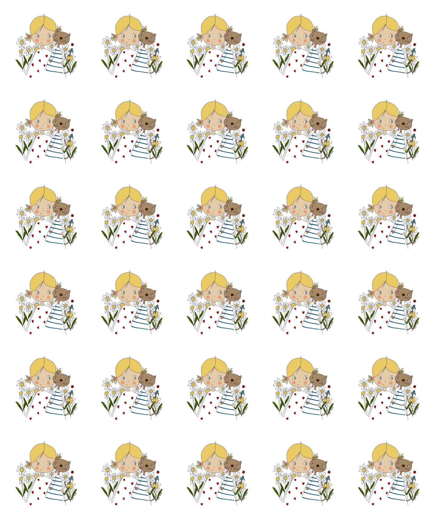 30 Address Labels + 30 stickers set Kitty and Me