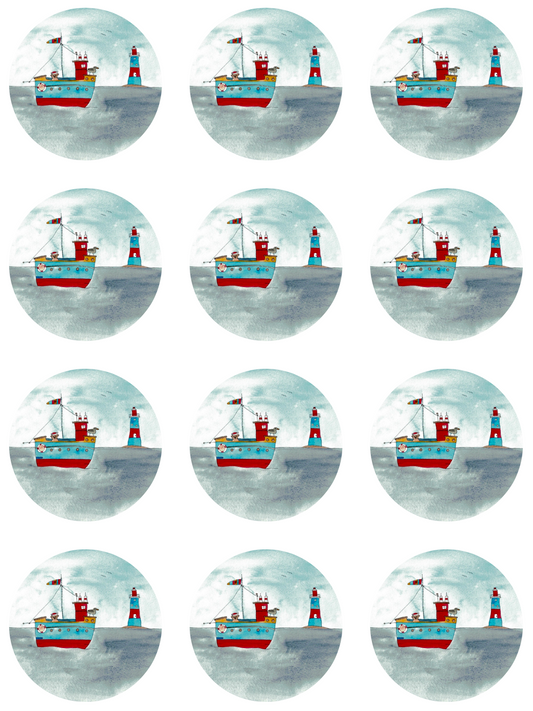 “You sailed right into my heart” round sticker pack of 12